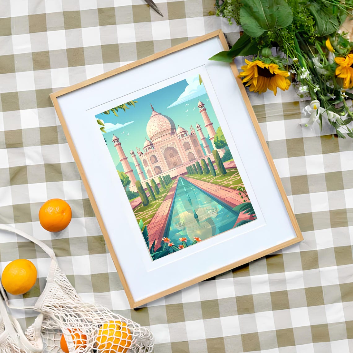 India Print India Illustration Taj Mahal Print Taj Mahal Poster India Travel Poster India Painting India Gift Travel Gallery Nursery Decor - Image 3