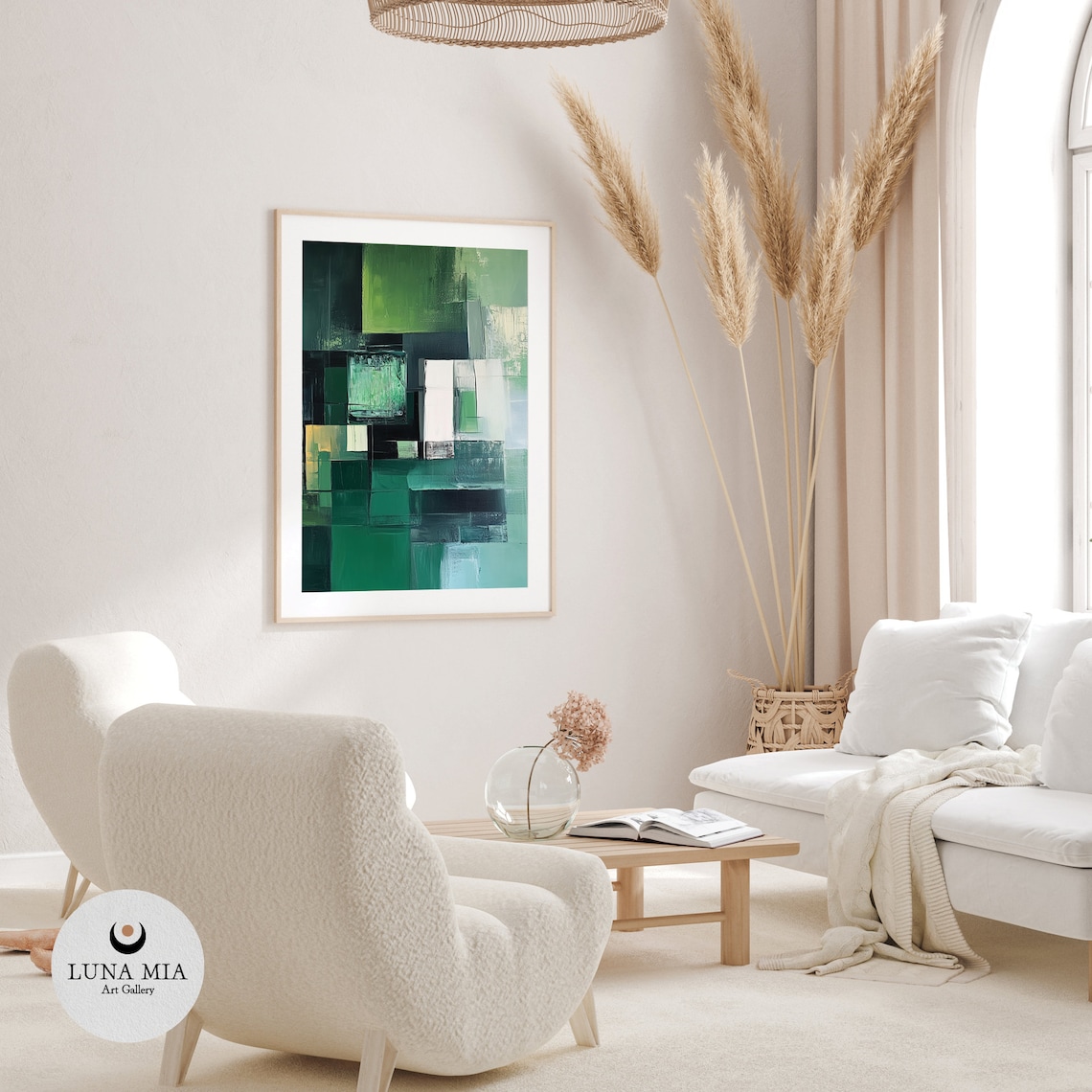 Nature Inspired Green Geometric Art Print - Image 2