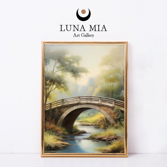Enchanted Forest Vintage Style Wall Art Print Decor Landscape Oil Painting Print Instant Wall Poster Art