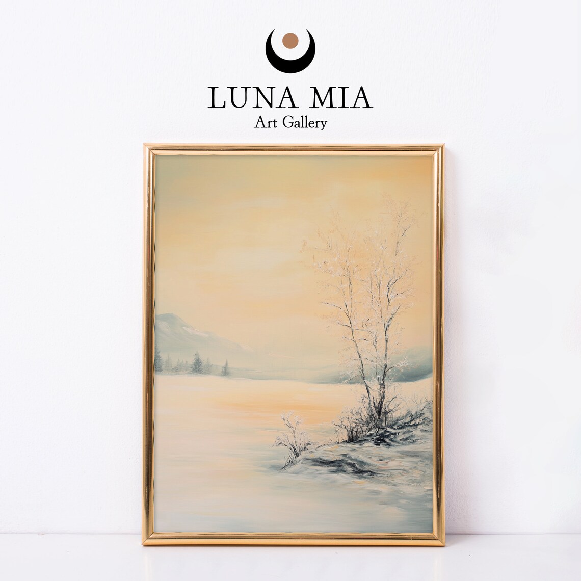 Winter Wonderland Lake With Bare Tree At Dawn Oil Painting Poster