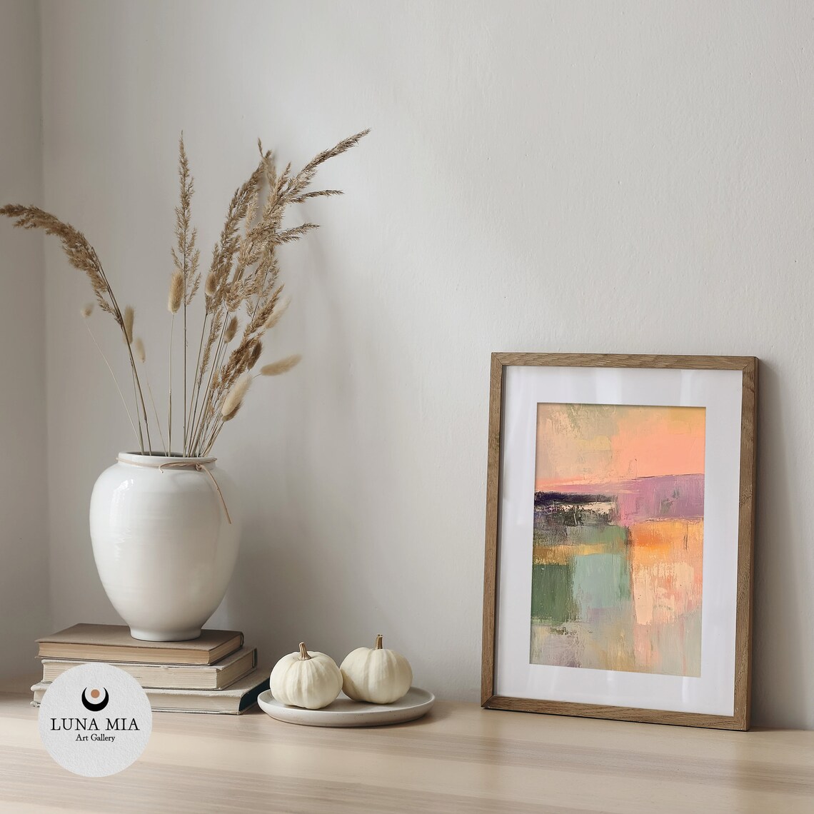 Soft Pastel Color Block Abstract Painting in Gentle Tones Poster - Image 5