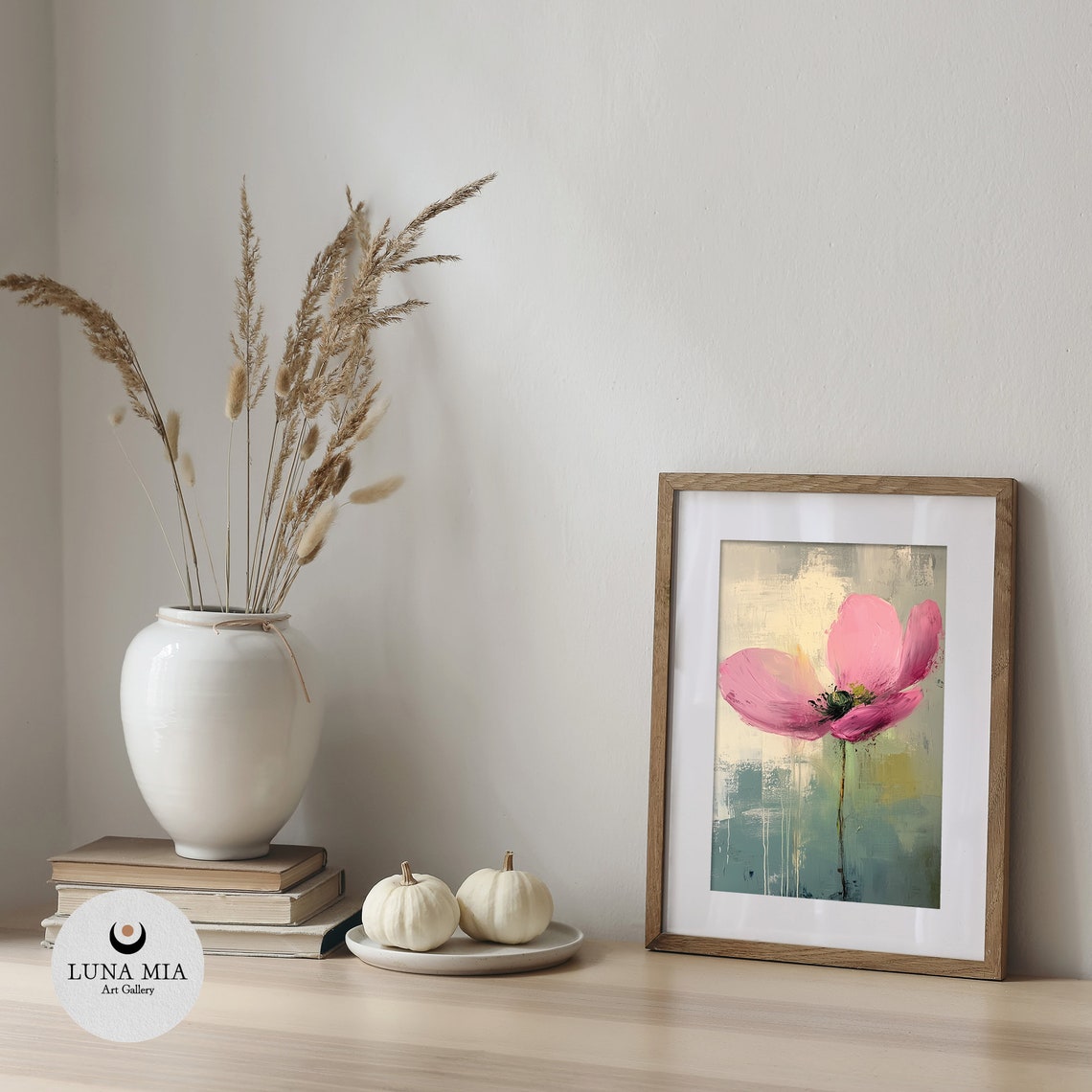 Pink Poppy Flower Close Up Abstract Textured Oil Painting Poster - Image 5