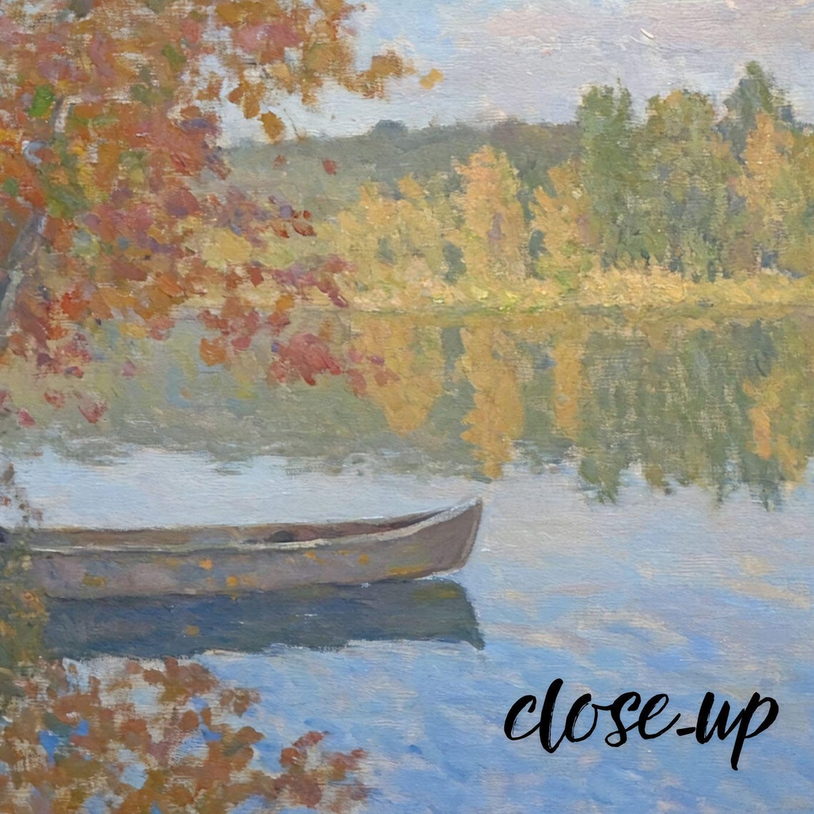 Autumn Lake with Canoe Impressionist Fall Landscape Painting Poster - Image 4