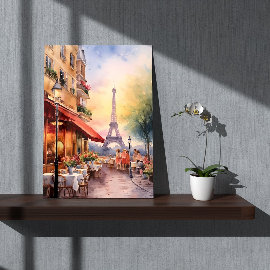 Paris Street Cafe Watercolor Scene With Eiffel Tower View Poster - Image 3