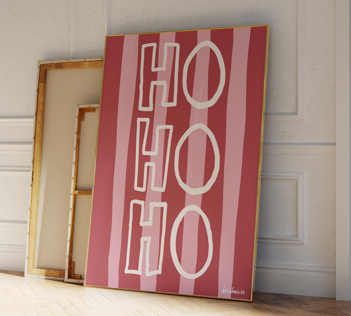 Ho Ho Ho Christmas Handwriting Typography Art Print