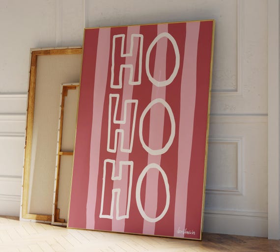 Ho Ho Ho Christmas Handwriting Typography Art Print