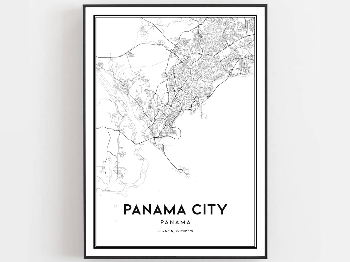 Panama City Map Poster, Street Decor Road Gift