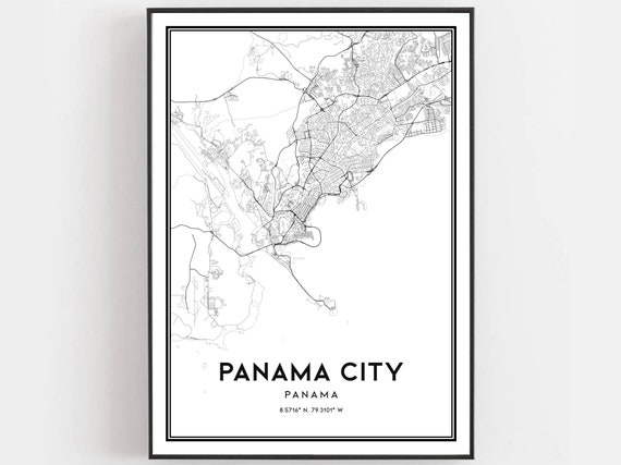 Panama City Map Poster, Street Decor Road Gift