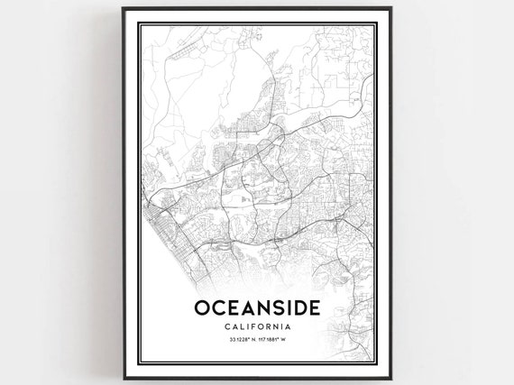 Oceanside Map Poster, California Street Decor