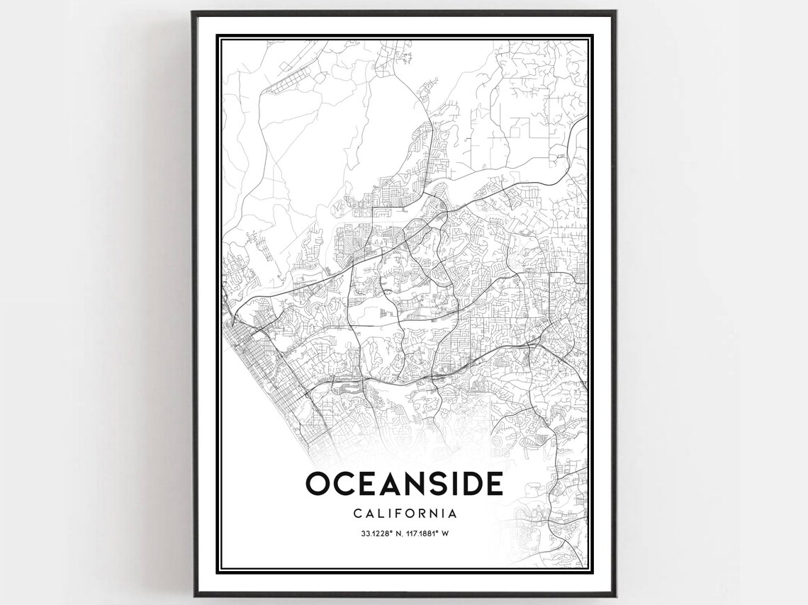 Oceanside Map Poster, California Street Decor