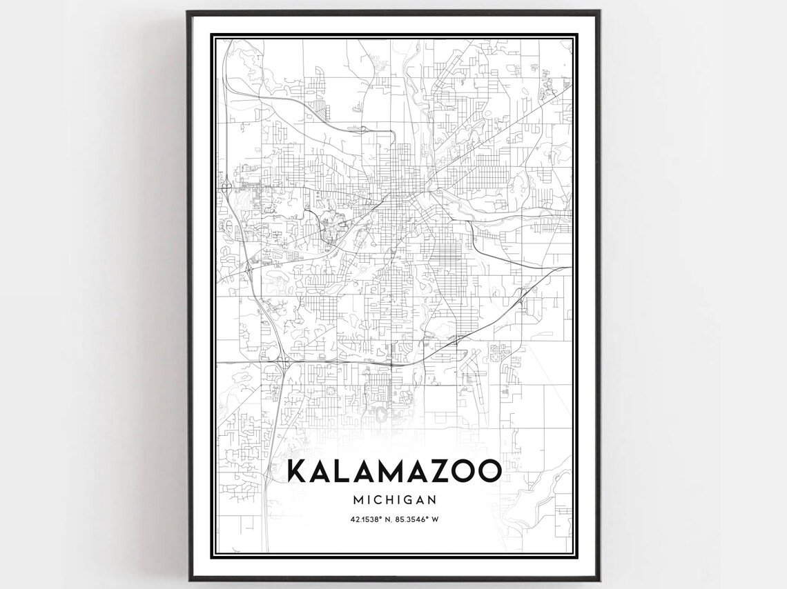 Kalamazoo Michigan Minimalist Street Map Line Art City Poster