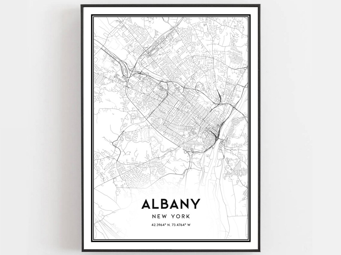 Albany New York City Street Map Minimalist Black White Poster