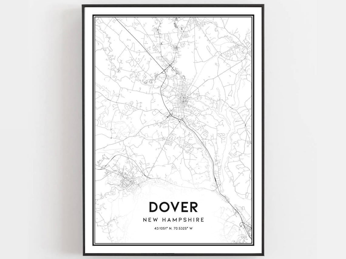 Dover Map Print Poster, New Hampshire Street Decor