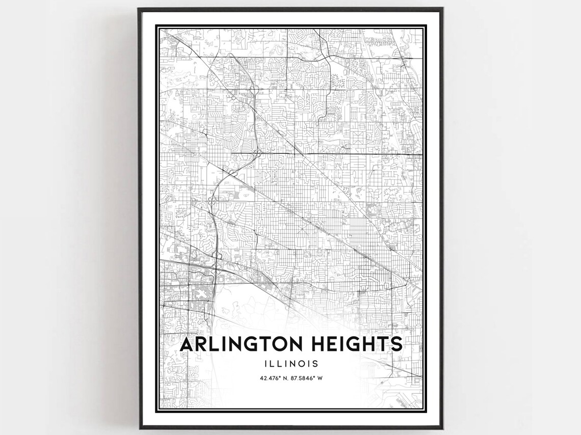 Arlington Heights Map Poster, Illinois Street Decor