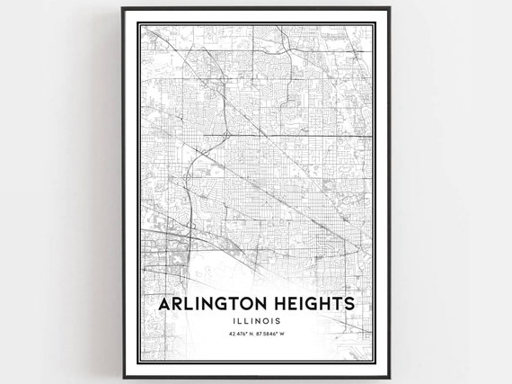 Arlington Heights Map Poster, Illinois Street Decor