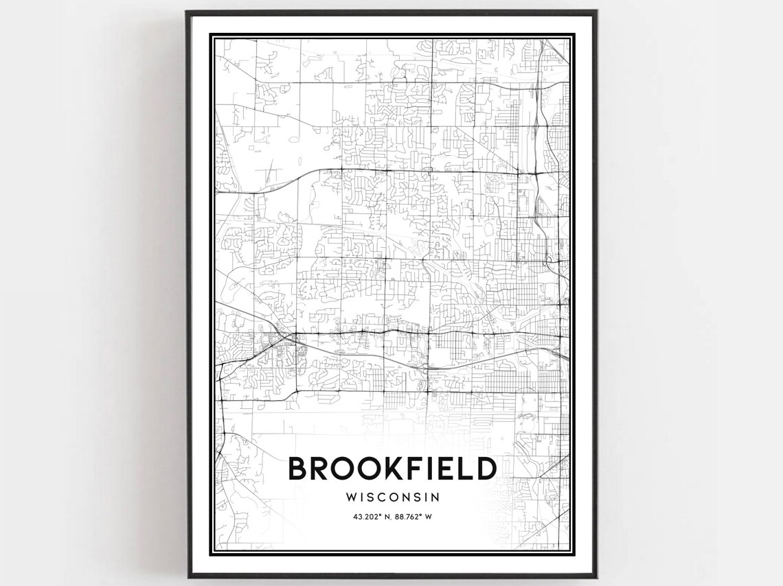 Brookfield Map Print, Wisconsin Street Decor