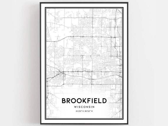 Brookfield Map Print, Wisconsin Street Decor