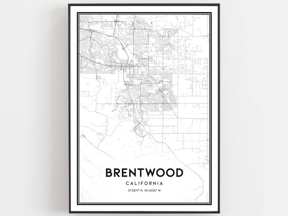 Brentwood Map Poster, City Street Decor