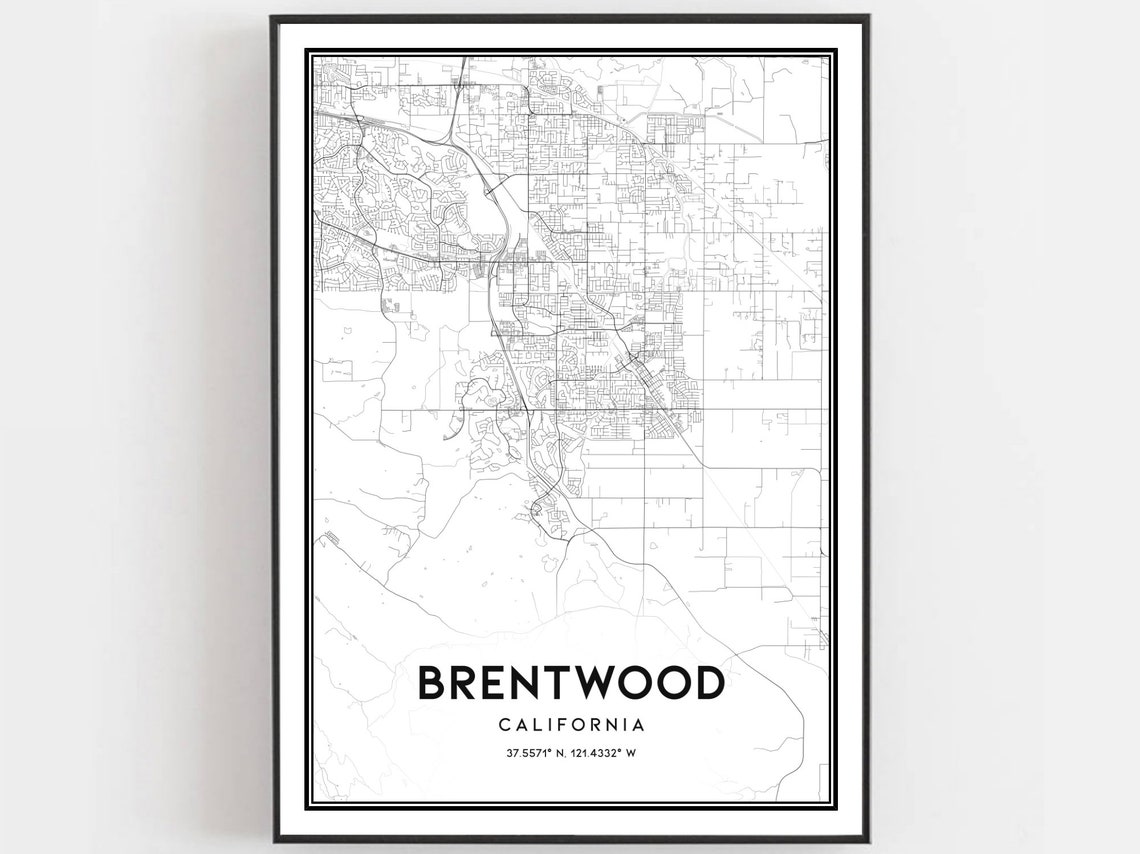 Brentwood Map Poster, City Street Decor