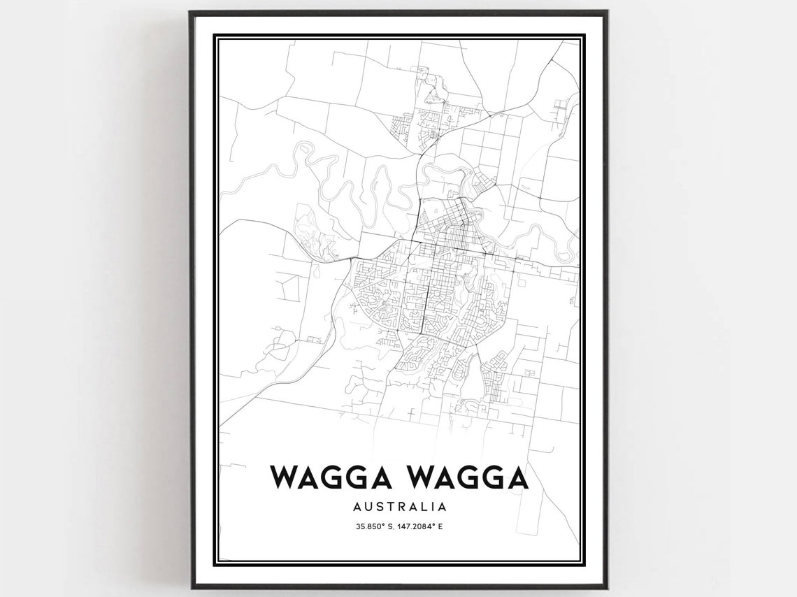 Wagga City Map Street Road Art Print