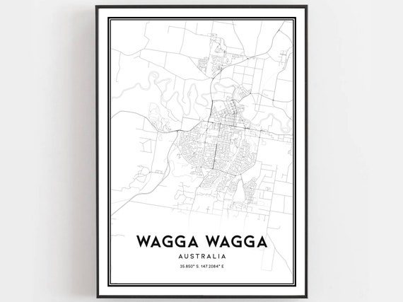 Wagga City Map Street Road Art Print