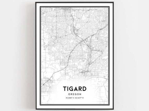 Tigard Map, Oregon Street Decor Road Gift