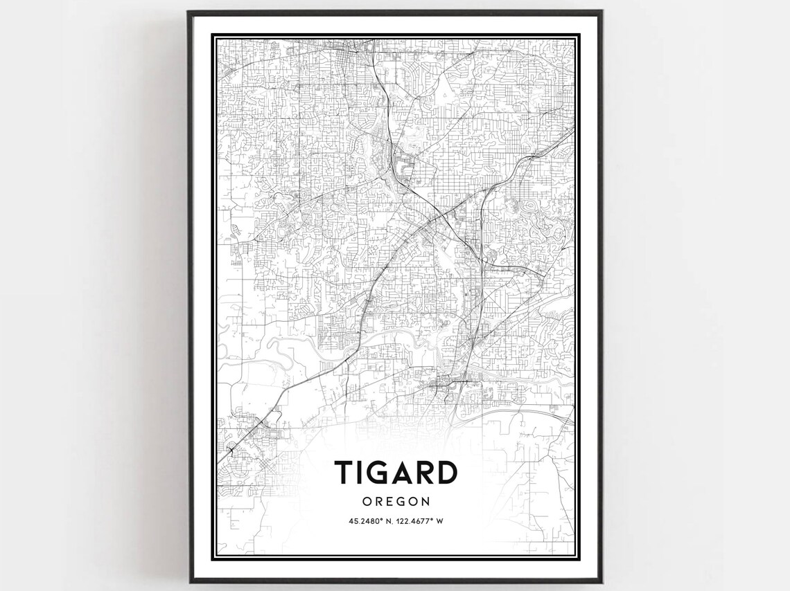 Tigard Map, Oregon Street Decor Road Gift