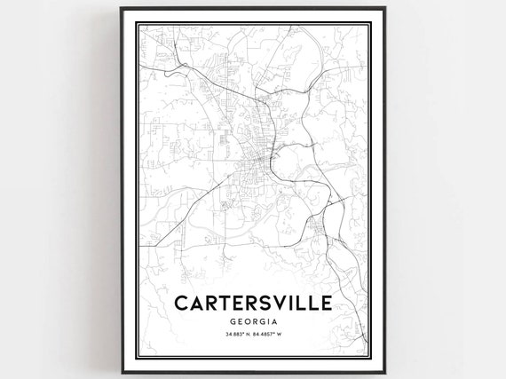 Cartersville Map Poster Print, Georgia Street Decor
