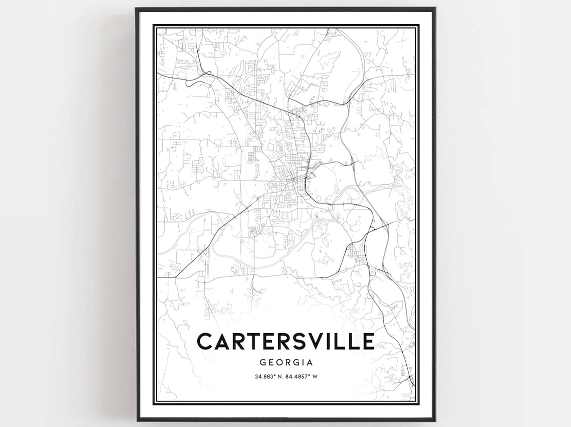 Cartersville Map Poster Print, Georgia Street Decor