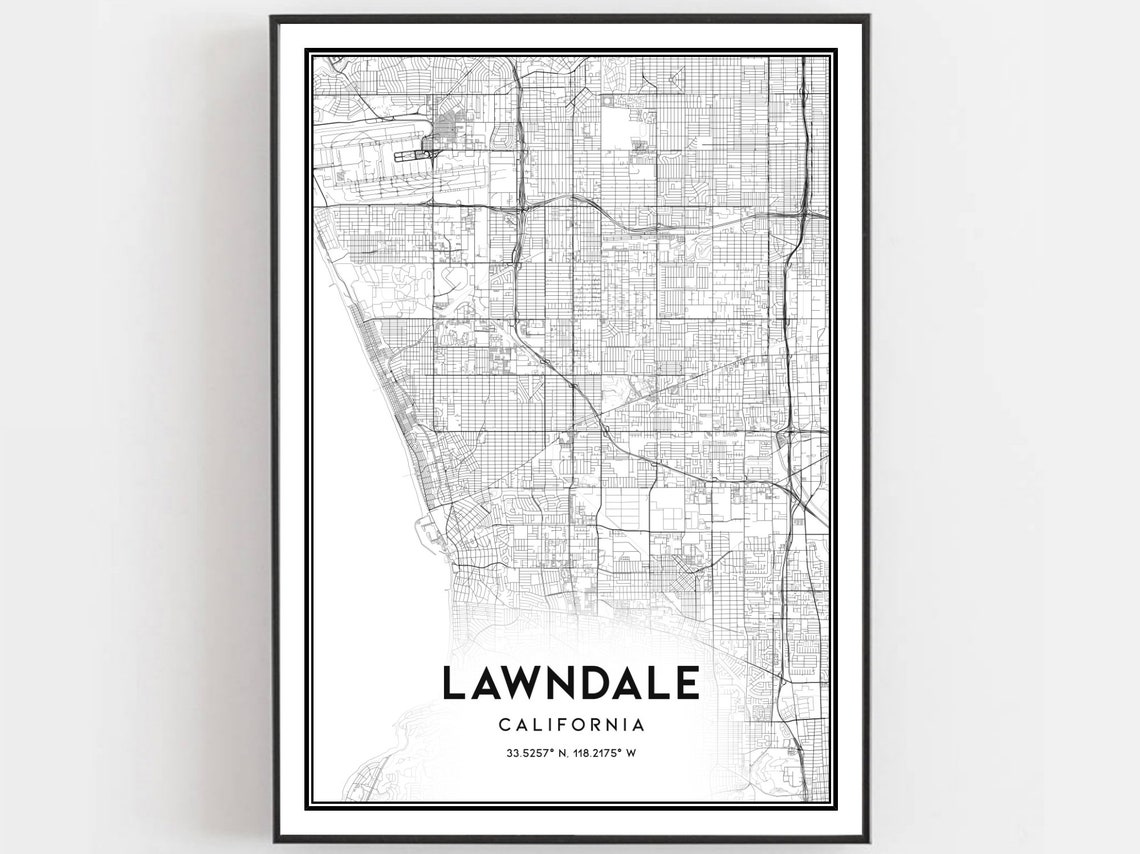 Lawndale California City Street Map Minimalist Decor Art Poster