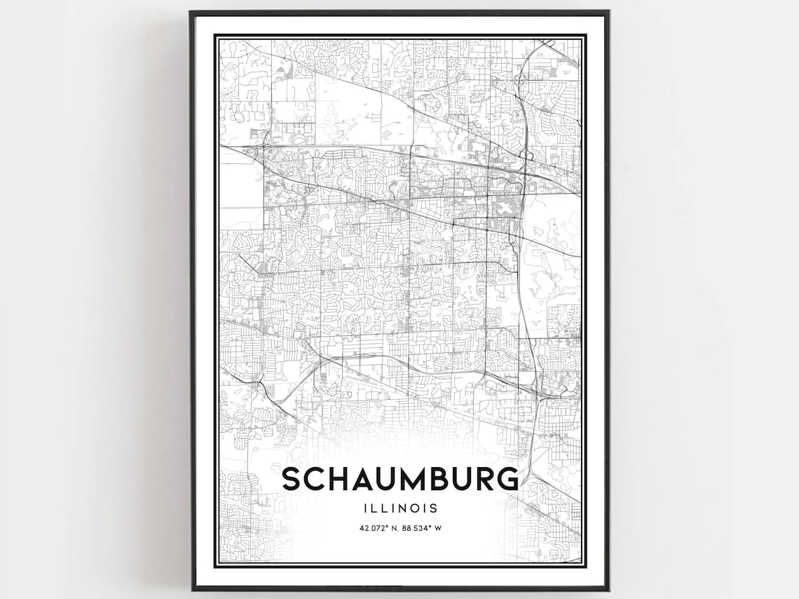 Schaumburg Map Poster, Illinois Street Decor