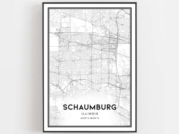 Schaumburg Map Poster, Illinois Street Decor