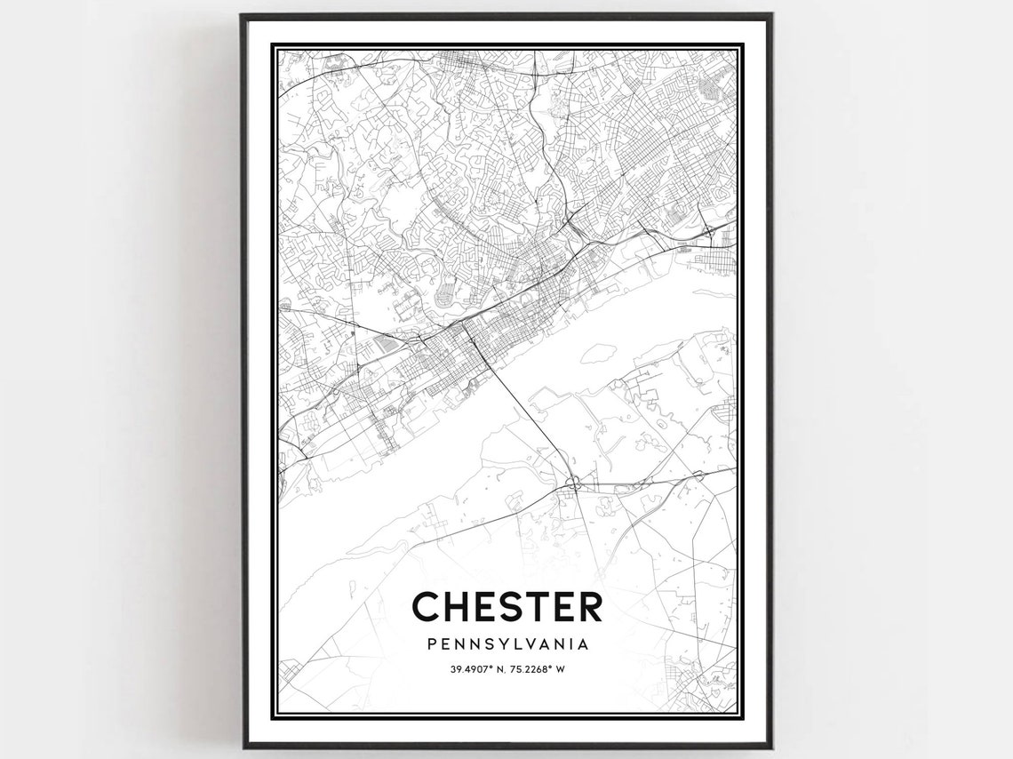 Chester Pennsylvania Minimalist Street Map Poster Modern Decor Art