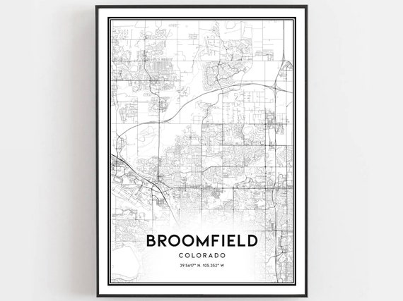 Broomfield Map Print Poster Wall Art Co City Colorado Street Decor Road Gift B1154