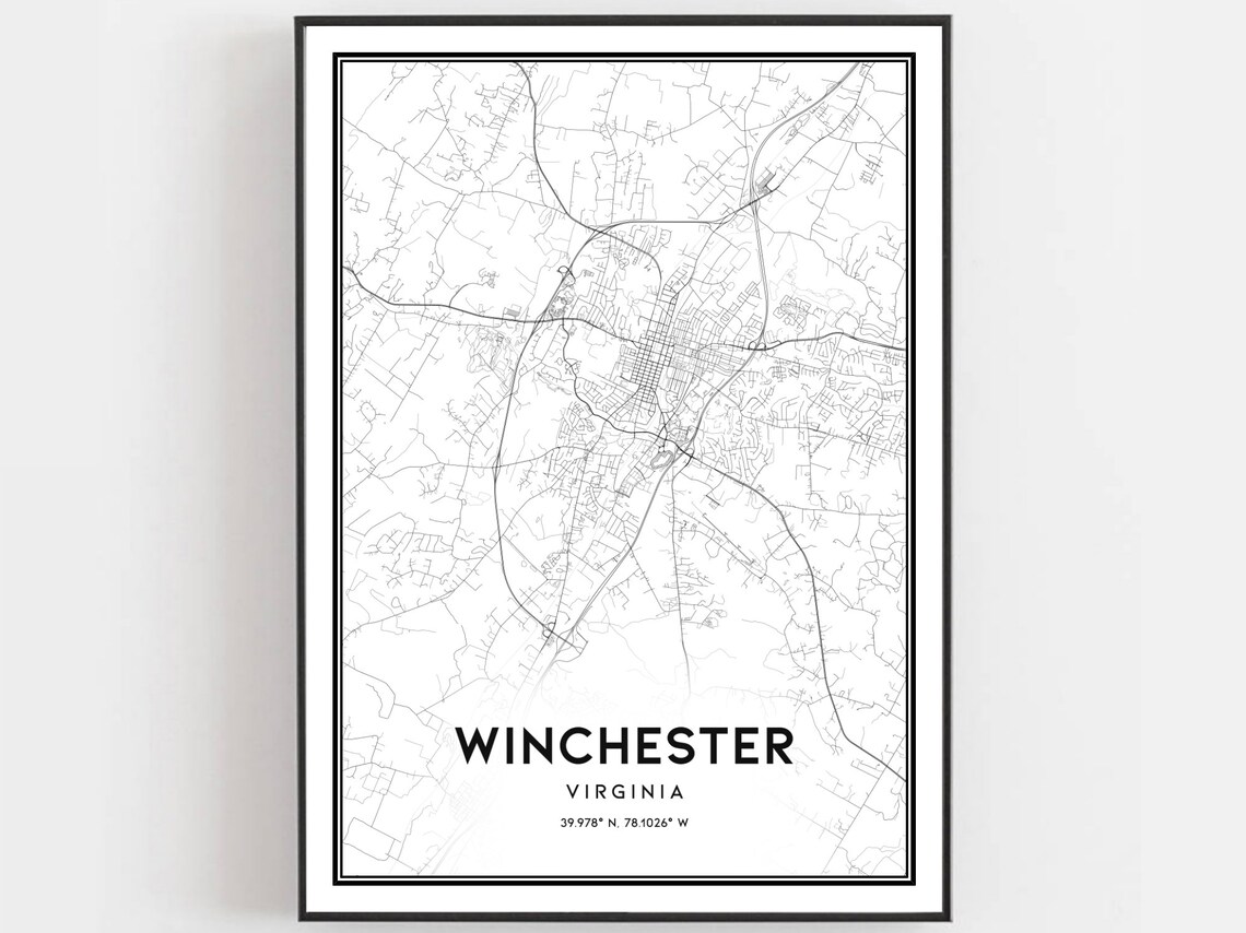 Winchester Map Print, Virginia Travel Poster