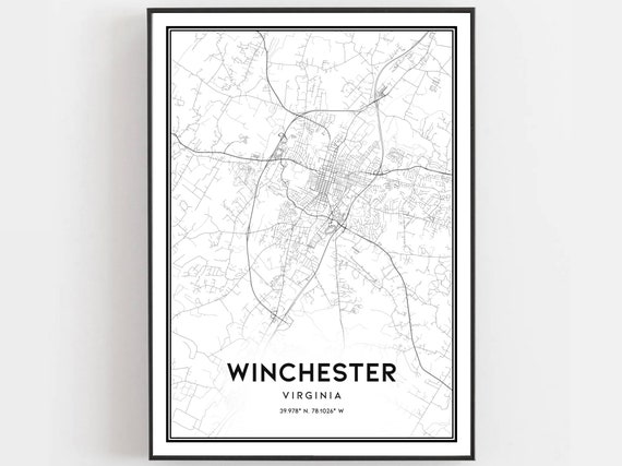 Winchester Map Print, Virginia Travel Poster