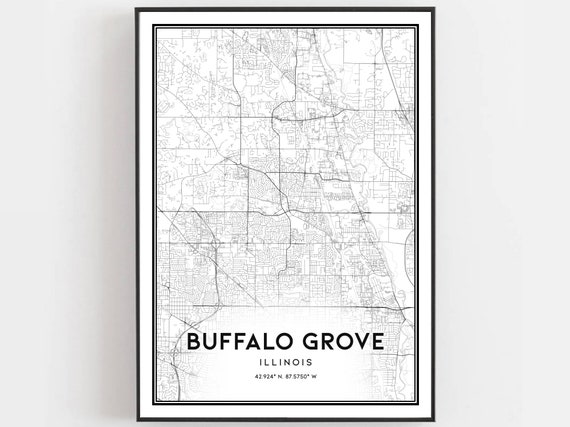 Buffalo Grove Map Print Poster Wall Art Il City Illinois Street Decor Road Gift B1573