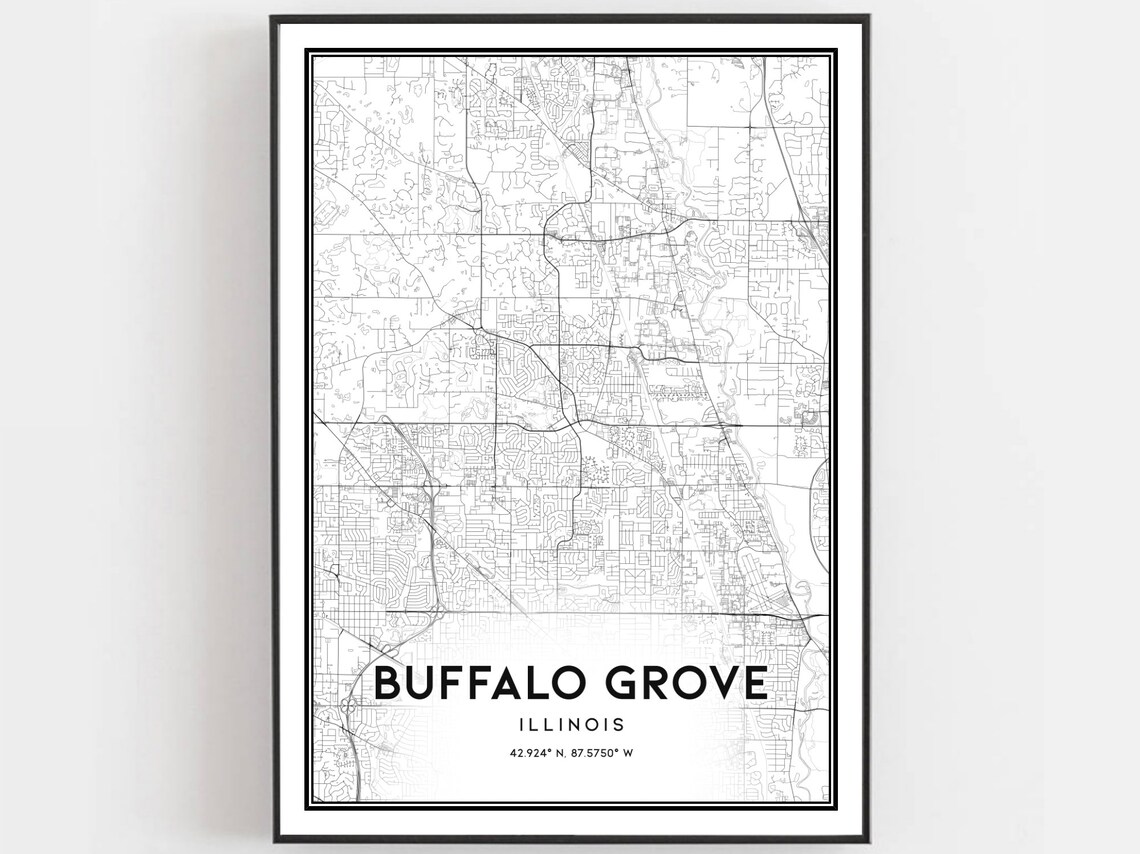 Buffalo Grove Illinois Street Map Minimalist Black and White City Poster