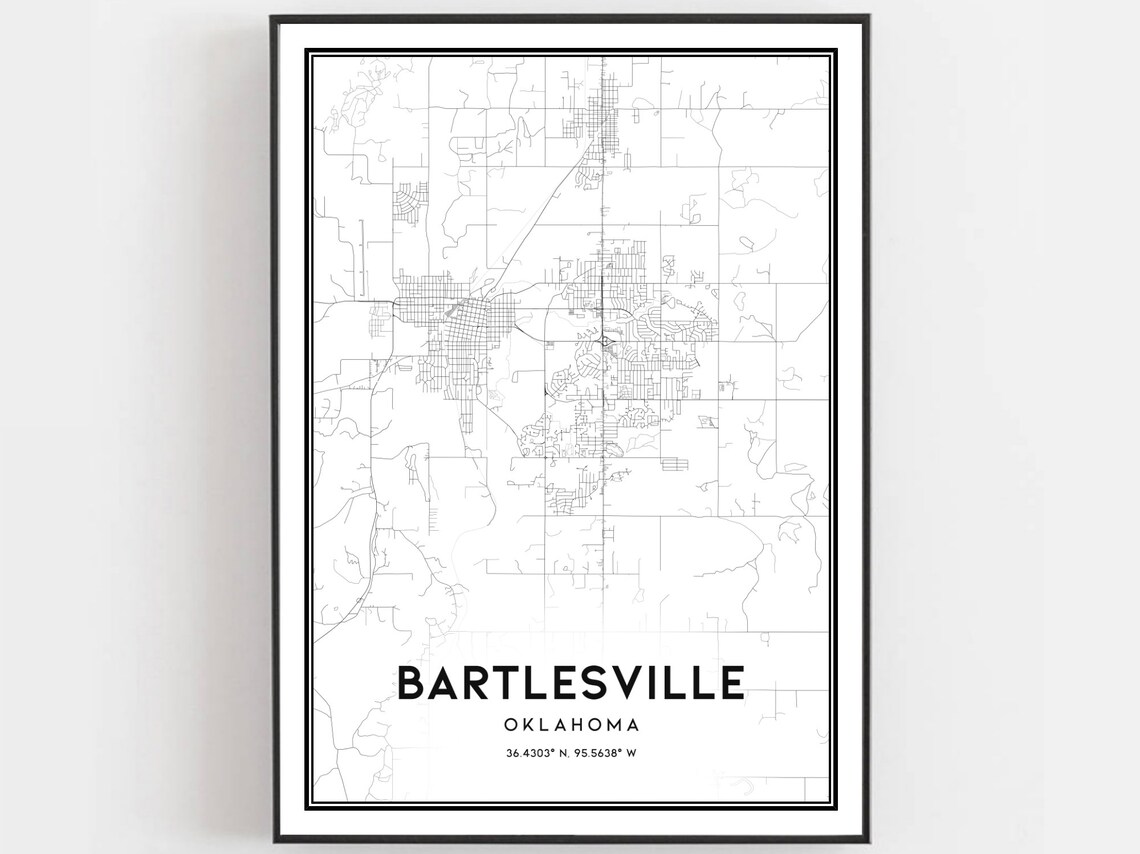 Bartlesville Oklahoma Minimalist Black White City Map Art Poster