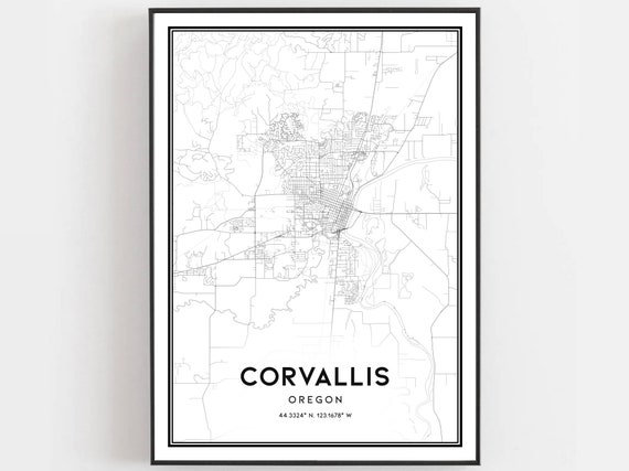 Corvallis Map Print Poster Wall Art Or City Oregon Street Decor Road Gift B1165