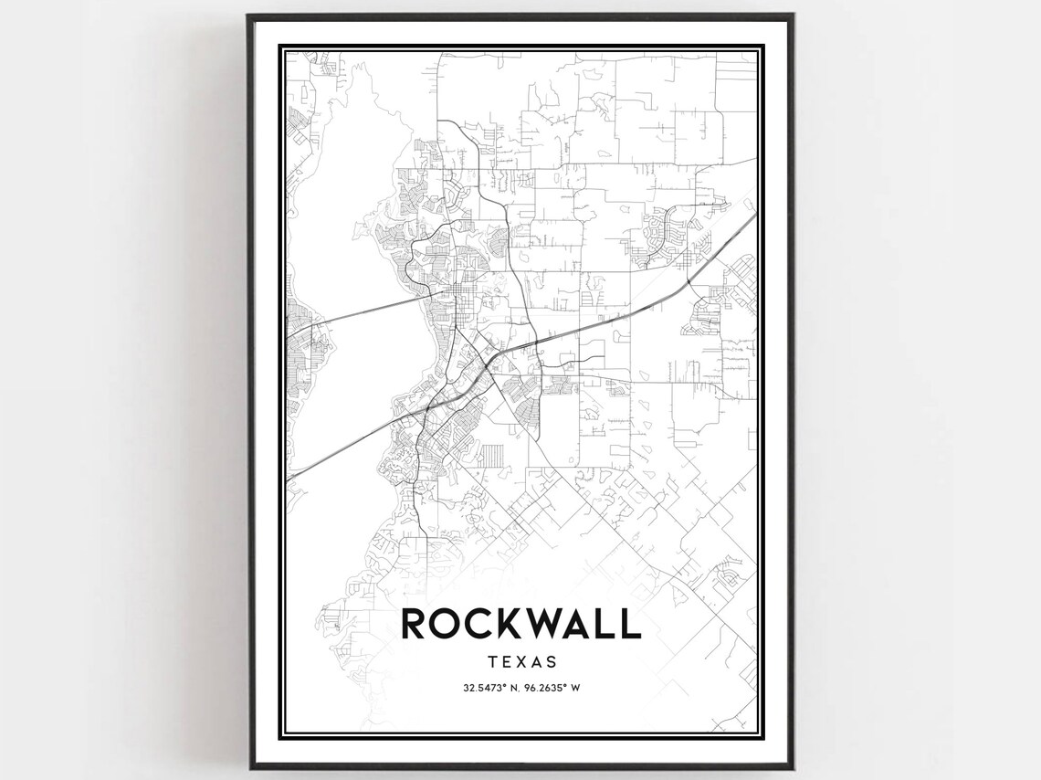 Rockwall Map Print, Texas City Street Decor