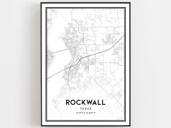 Rockwall Map Print, Texas City Street Decor