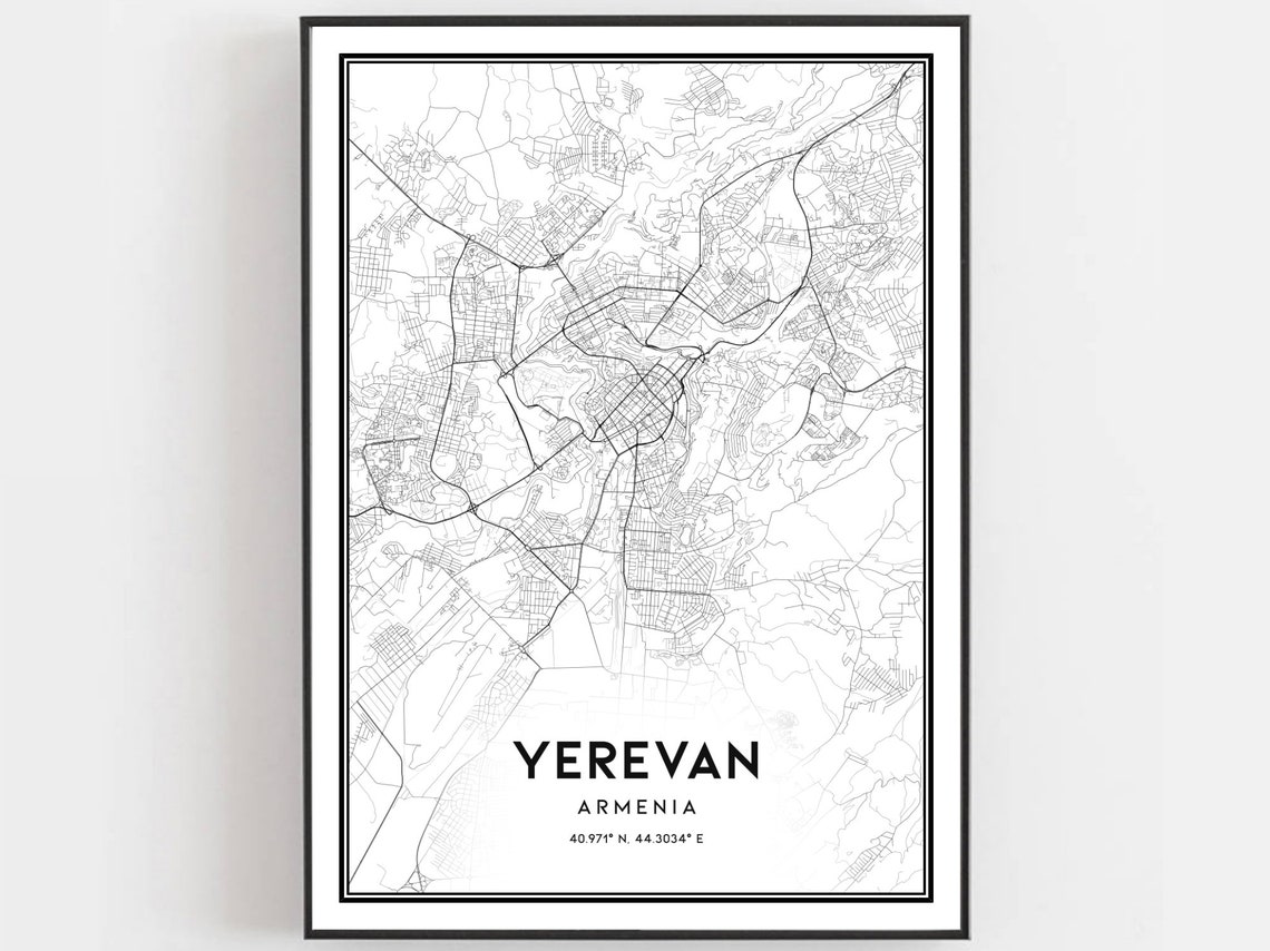 Yerevan Map Poster, City Street Decor