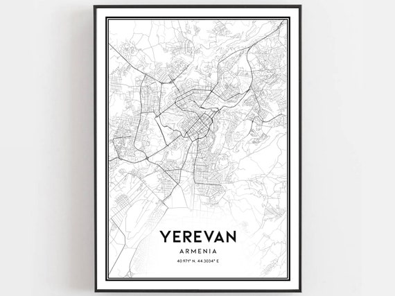 Yerevan Map Poster, City Street Decor