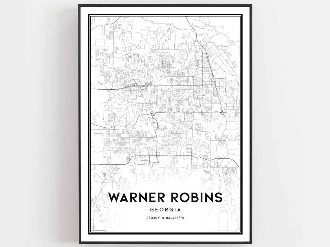 Warner Robins Georgia Minimalist Street Map Coordinates Poster