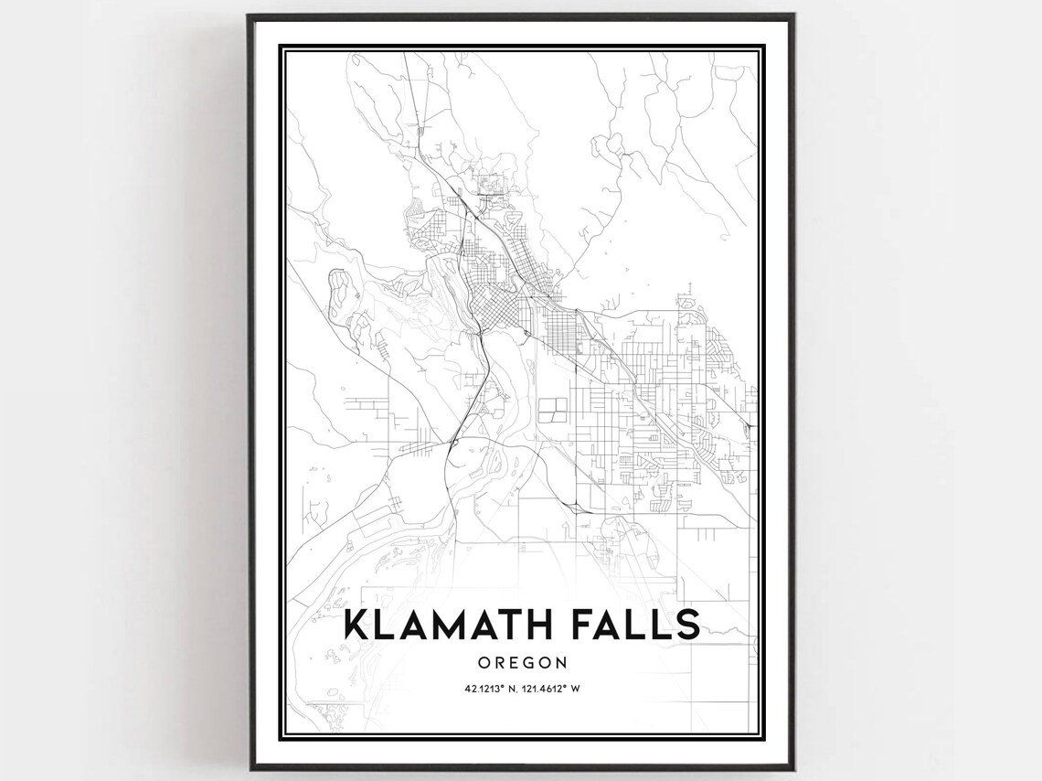 Klamath Falls Oregon City Map Minimalist Street Road Art Print