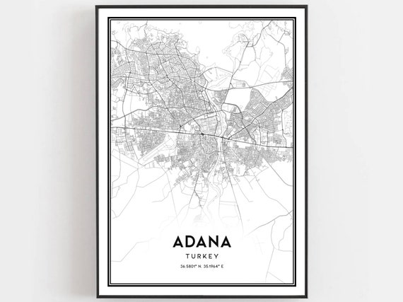 Adana Map Poster Print, City Street Decor
