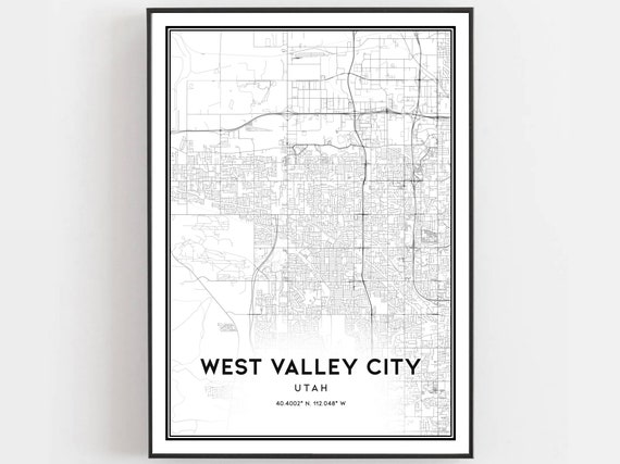 West Valley City Map Print Poster Wall Art Ut Utah Street Decor Road Gift