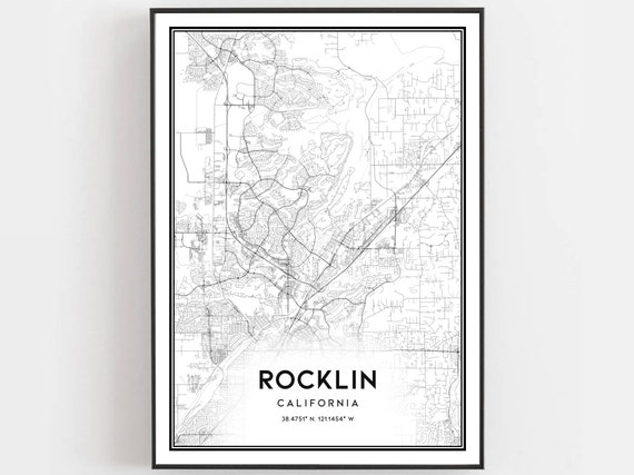 Rocklin Map Poster, City Street Decor