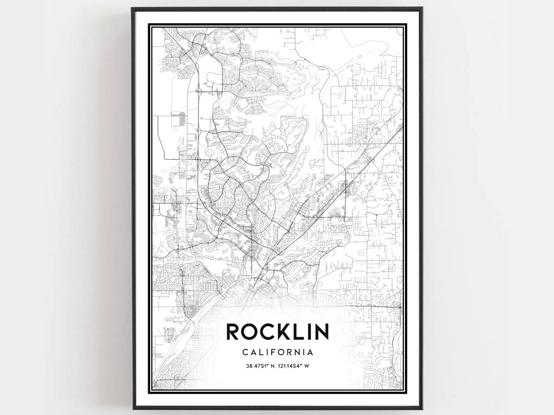 Rocklin Map Poster, City Street Decor